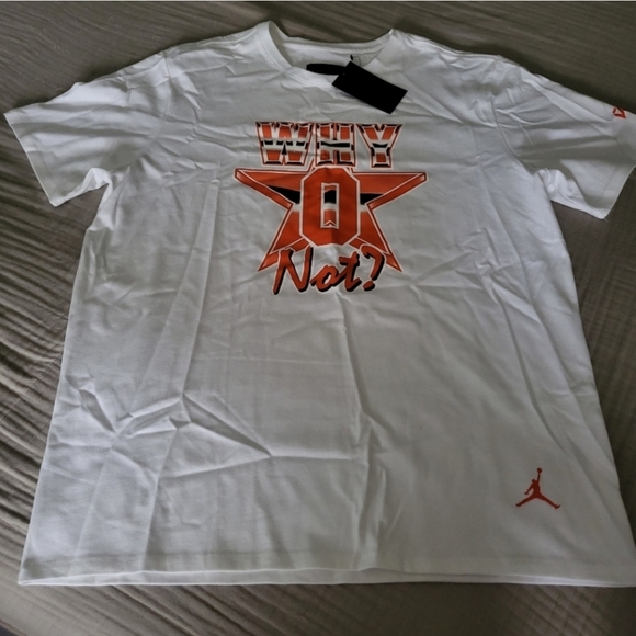 Jordan Russel Westbrook Why Not T-Shirt AV4785-100 White Orange Men NWT 112024 - Picture 2 of 7